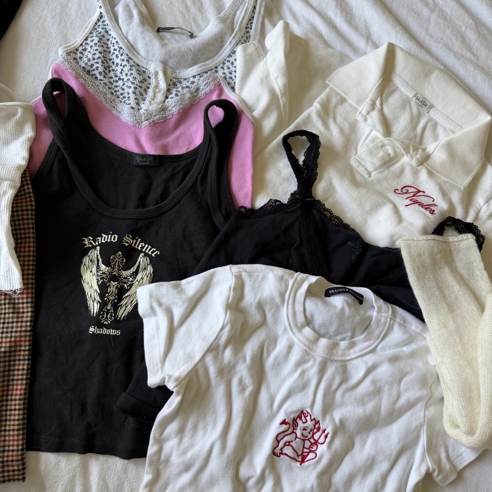 Brandy Melville John Galt 10pc Clothing Lot Bundle Graphic Tees Skirt Sweater - Picture 3 of 9